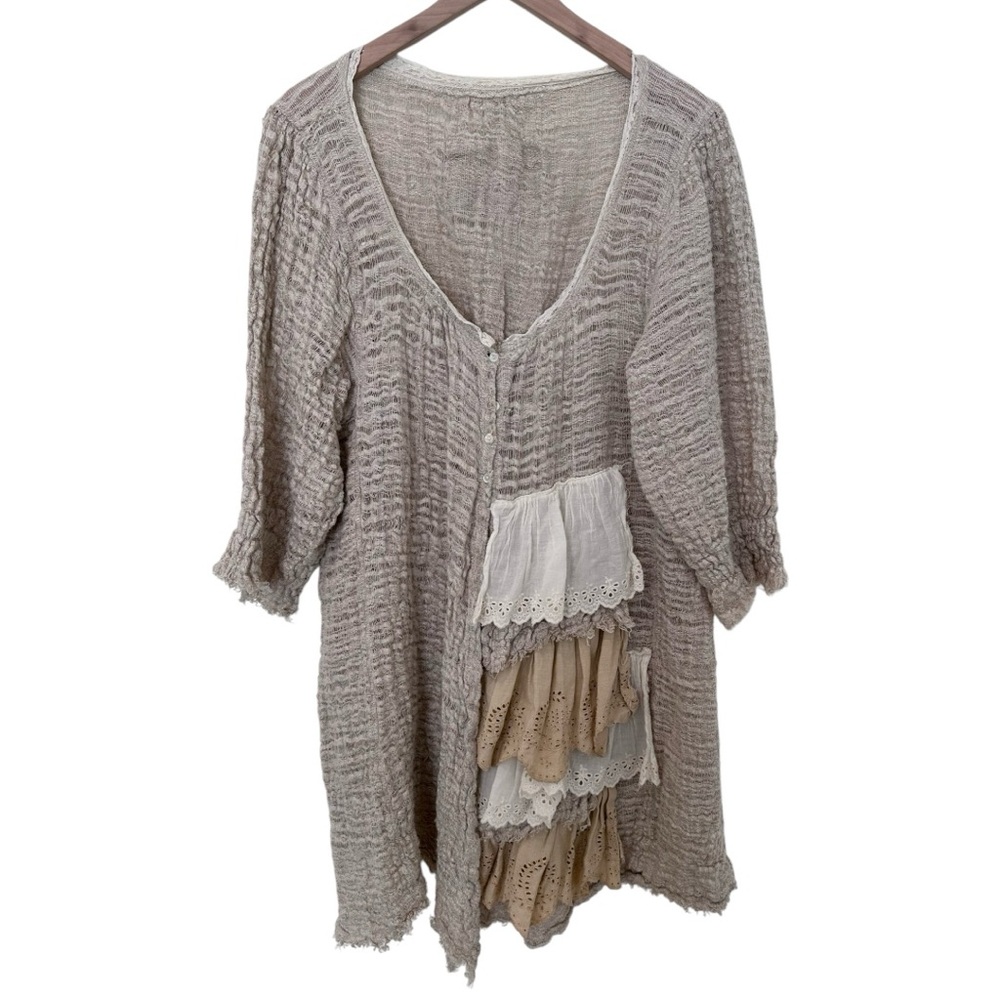 Magnolia Pearl Button Ruffle Cardigan. One Size. - Picture 5 of 15